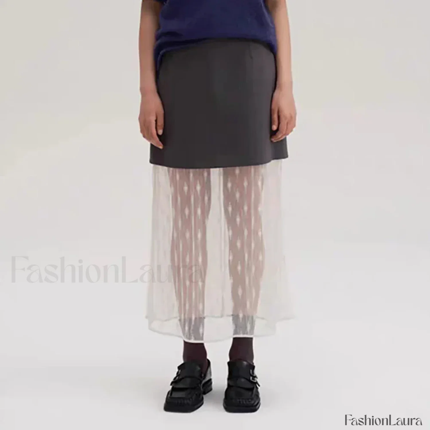 Lace Splicing Straight Zipper Skirt - Image 9