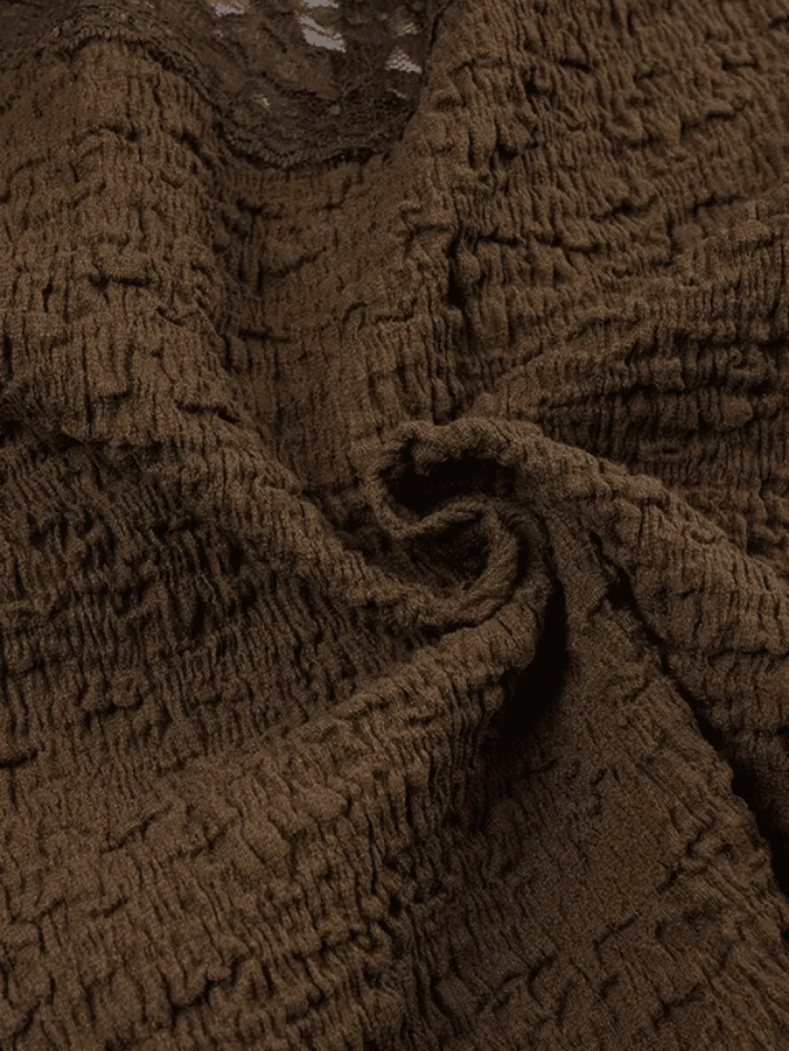Lace Trim Crinkle Cropped Blouse - Image 5