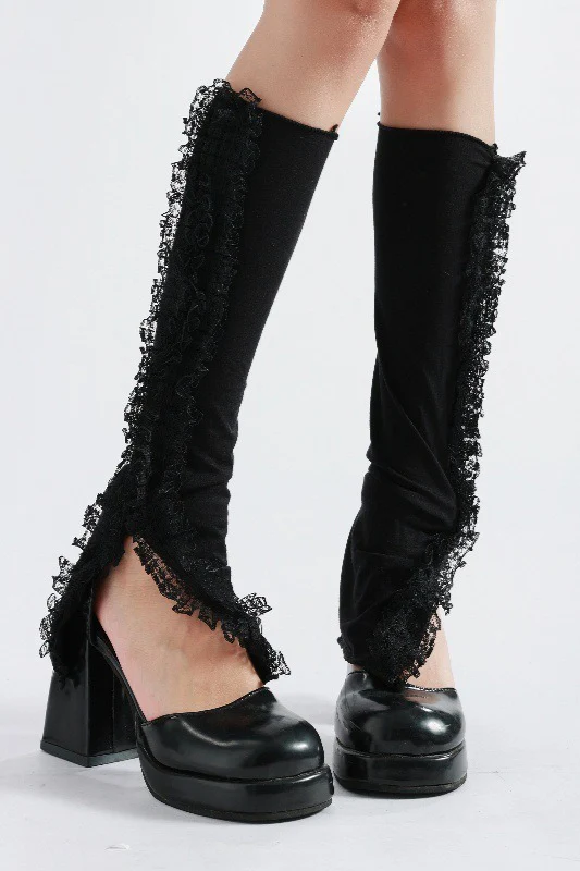 Lace Trim Slouchy Flared Leg Warmers - Image 4
