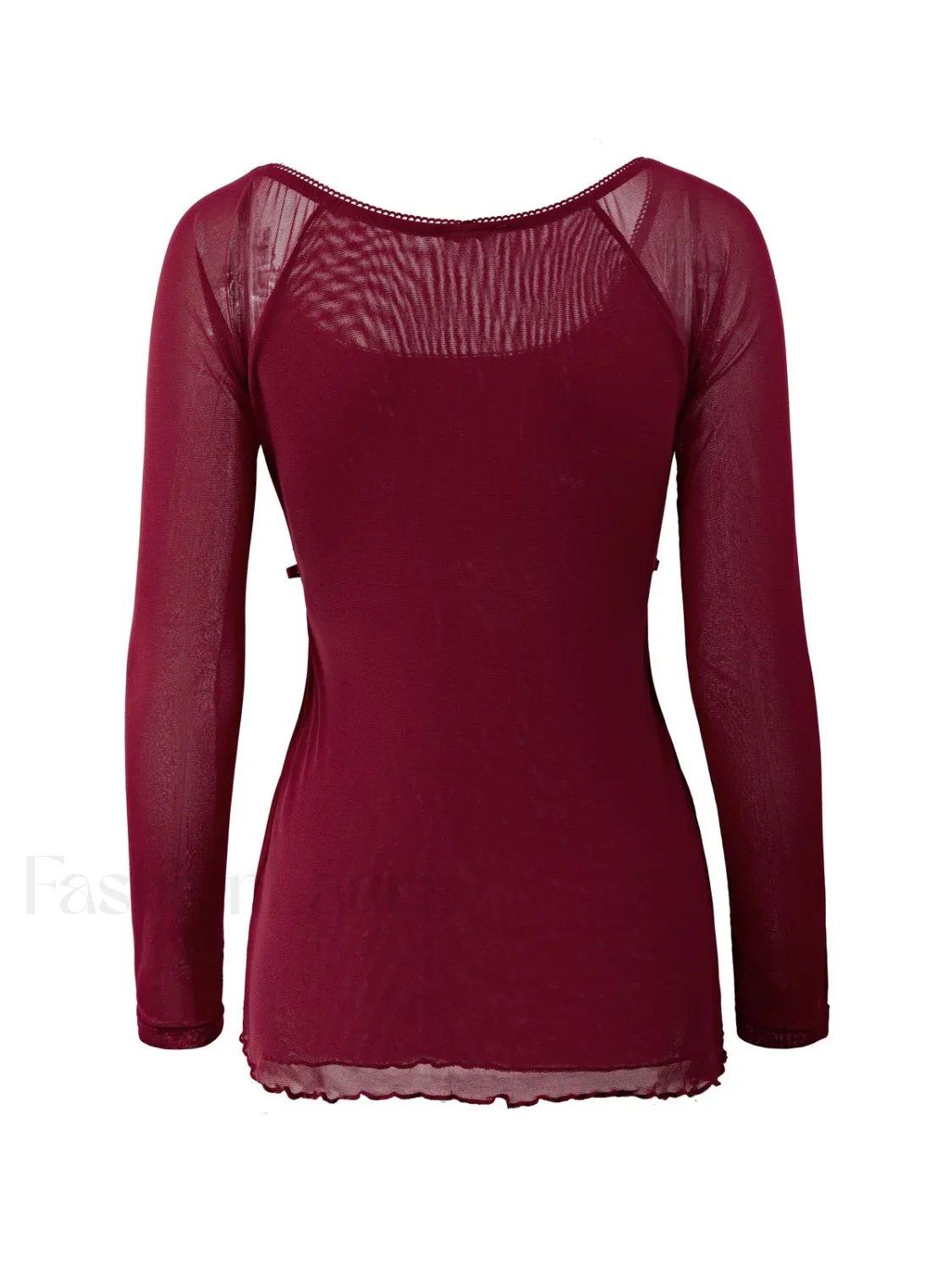 Lace Trim Tie Front Long Sleeve Blouse - Image 19