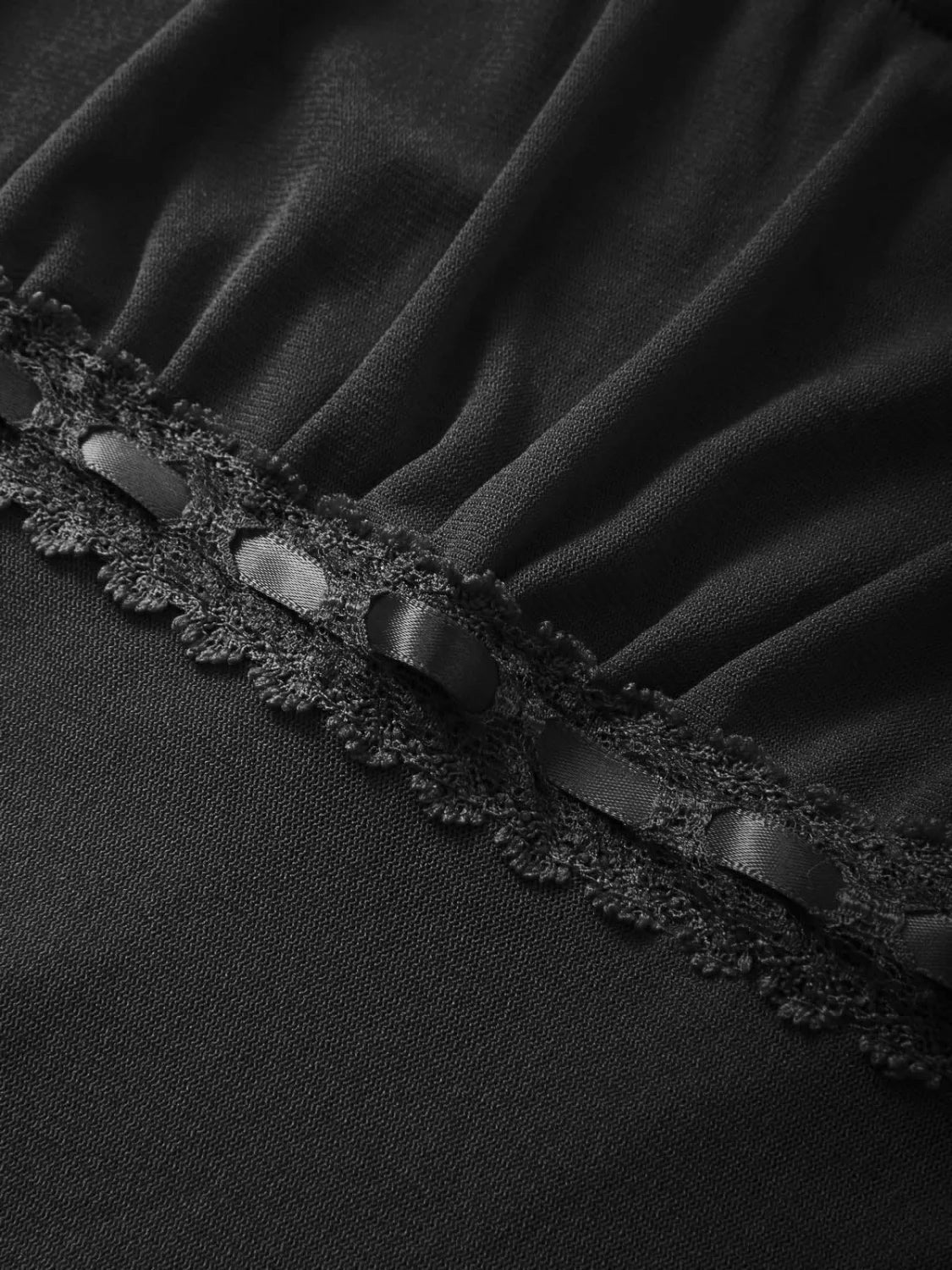 Lace Trim Tie Front Long Sleeve Blouse - Image 23