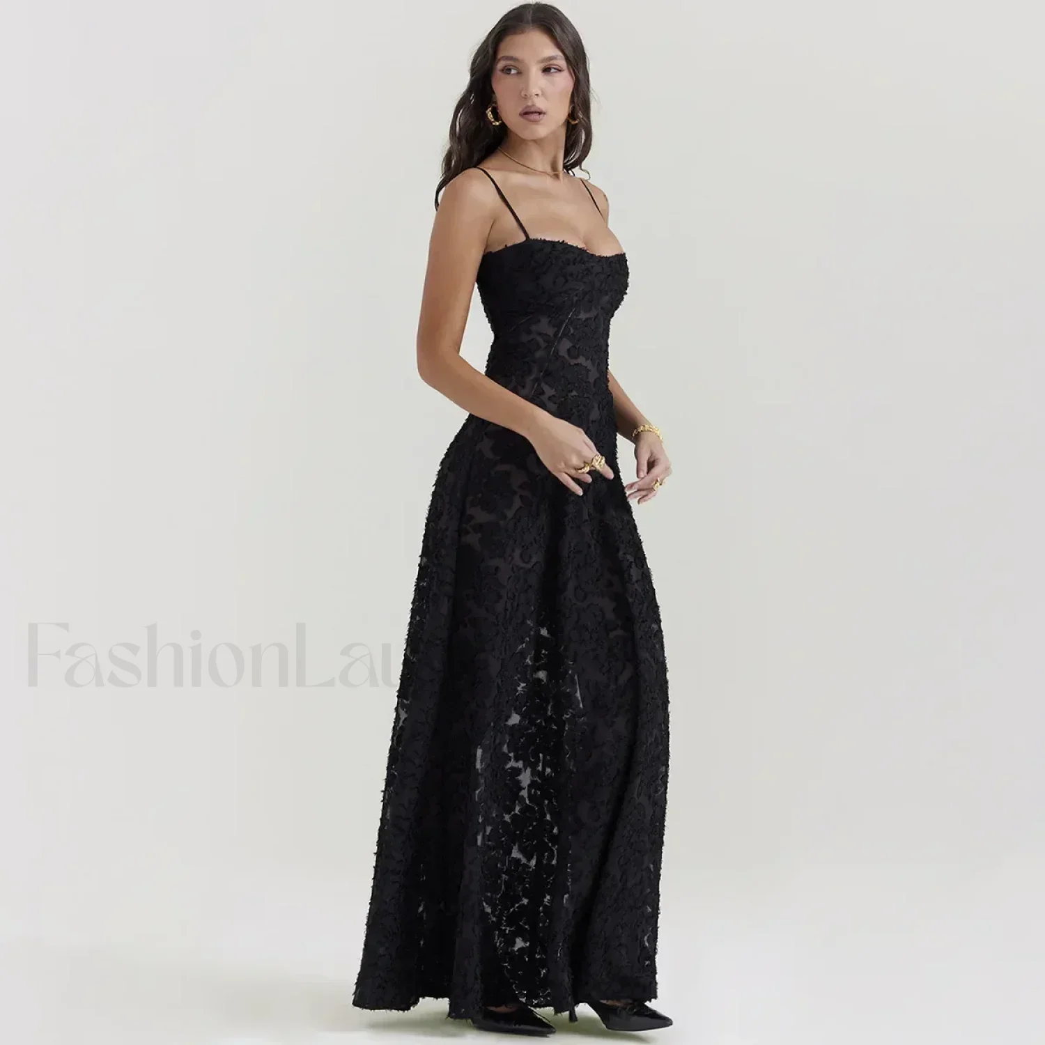 Lace-up Black Prom Maxi Dress - Image 12