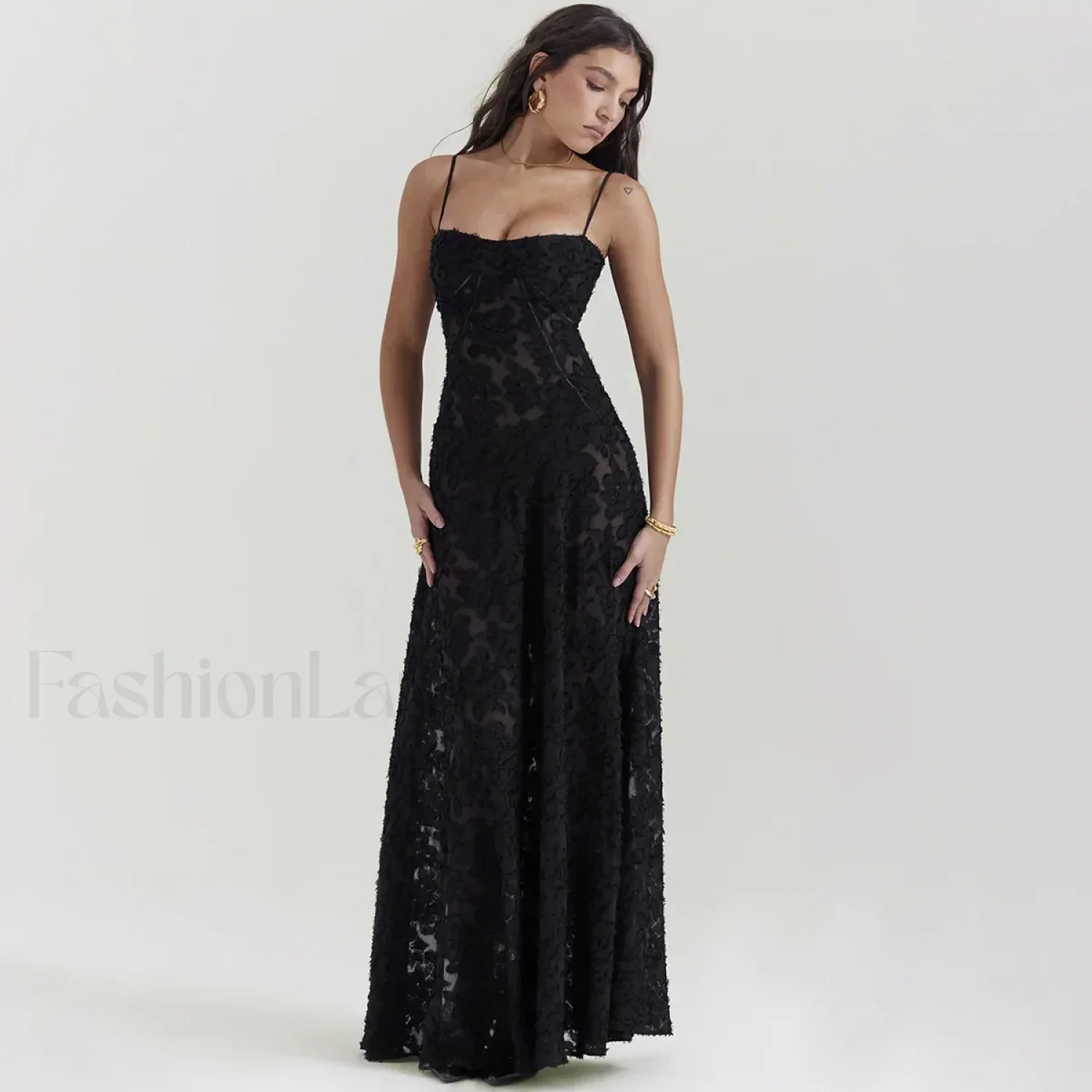 Lace-up Black Prom Maxi Dress - Image 13