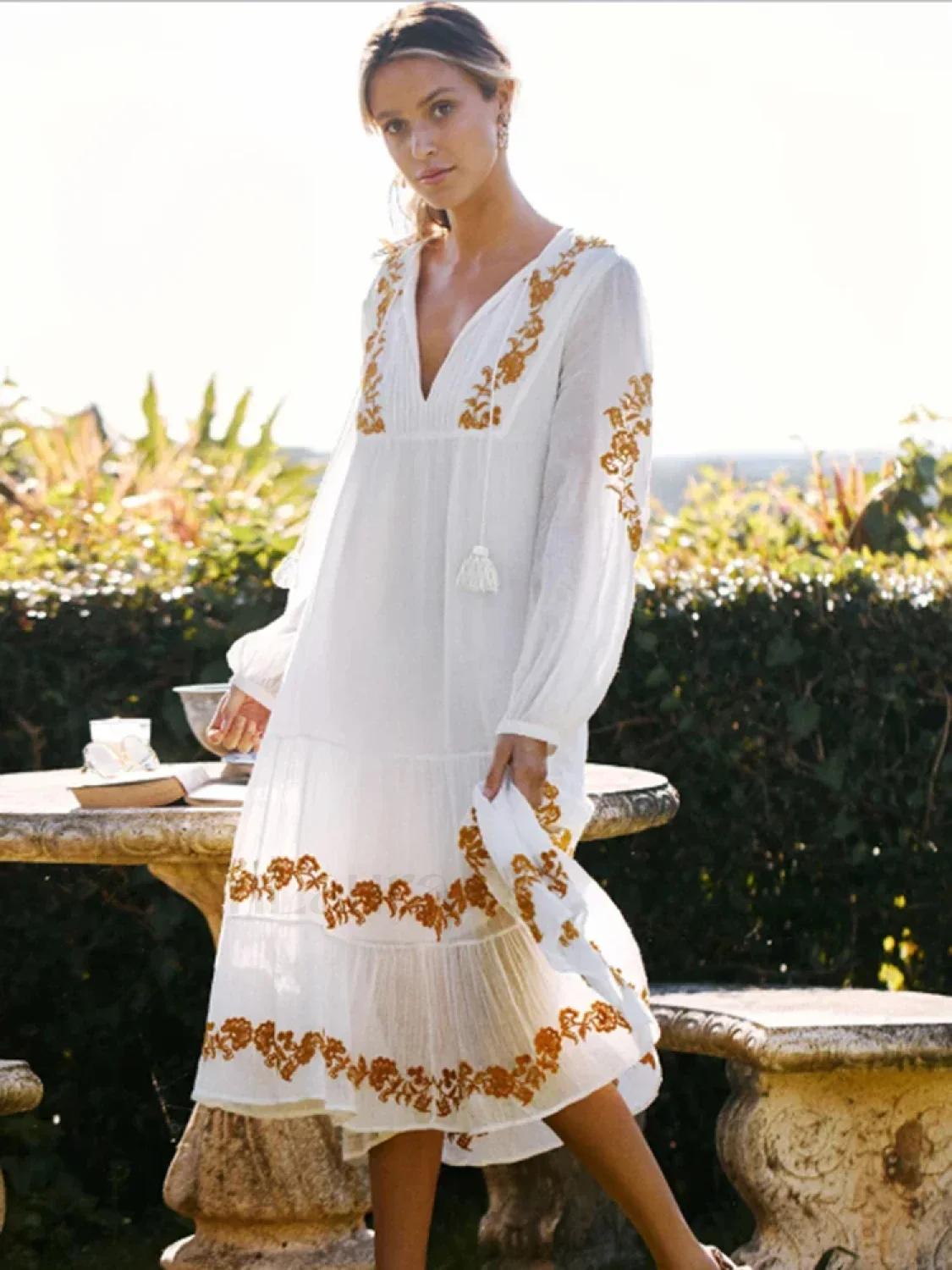 Lace-Up Mini Boho Dress - Image 2