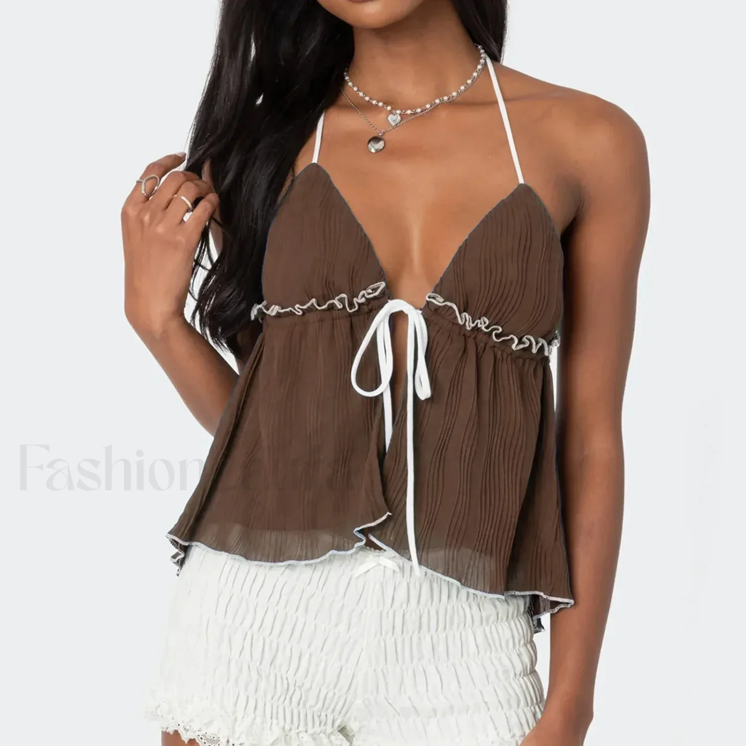 Lace-Up Split Front Crop Top - Image 6