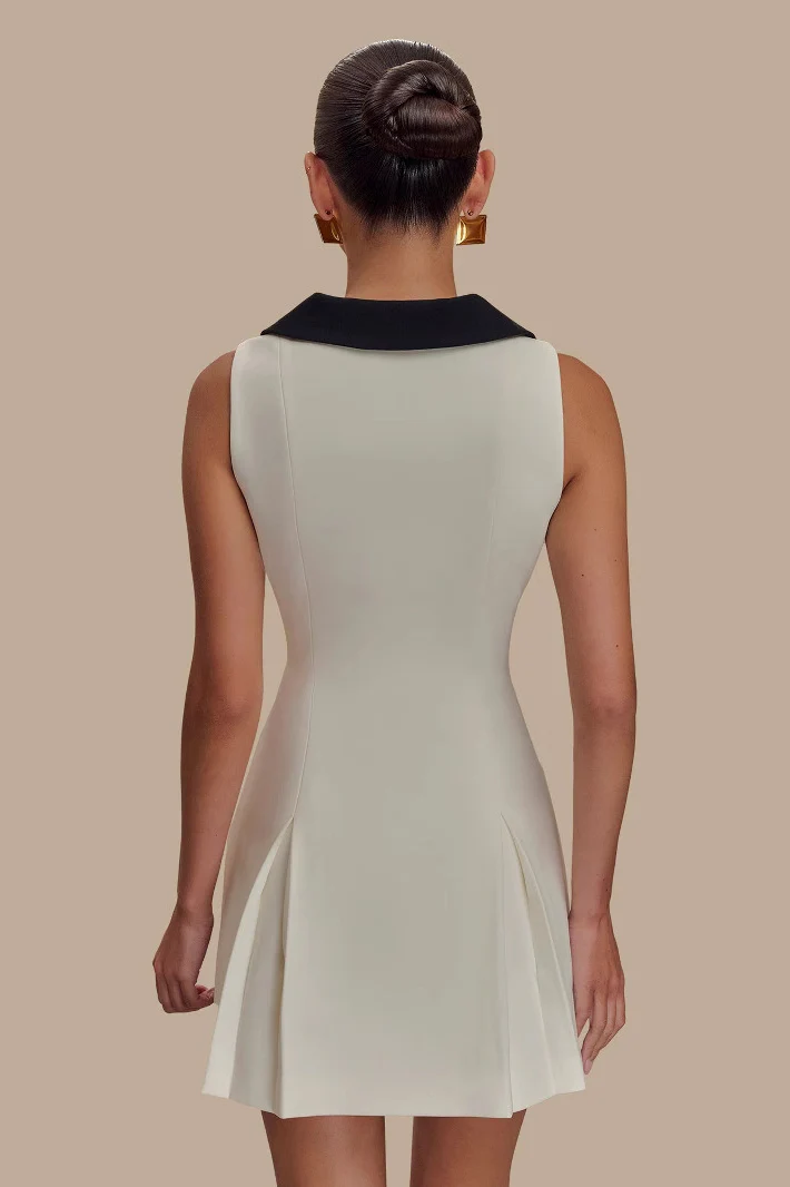Lapel Sleeveless Belted Midi Dress - Image 2