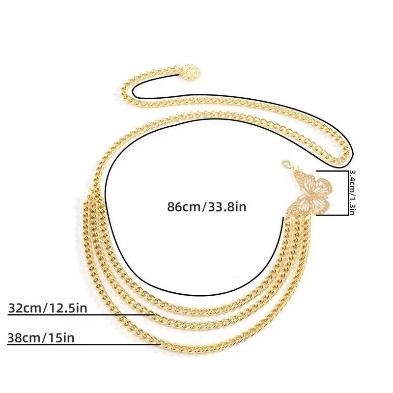 Layered Metal Butterfly Waist Chain - Image 3