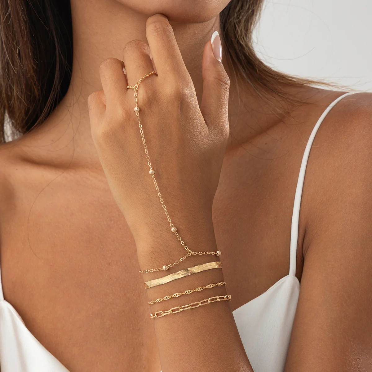 Layered Serpentine Chain Finger Bracelets - Image 7