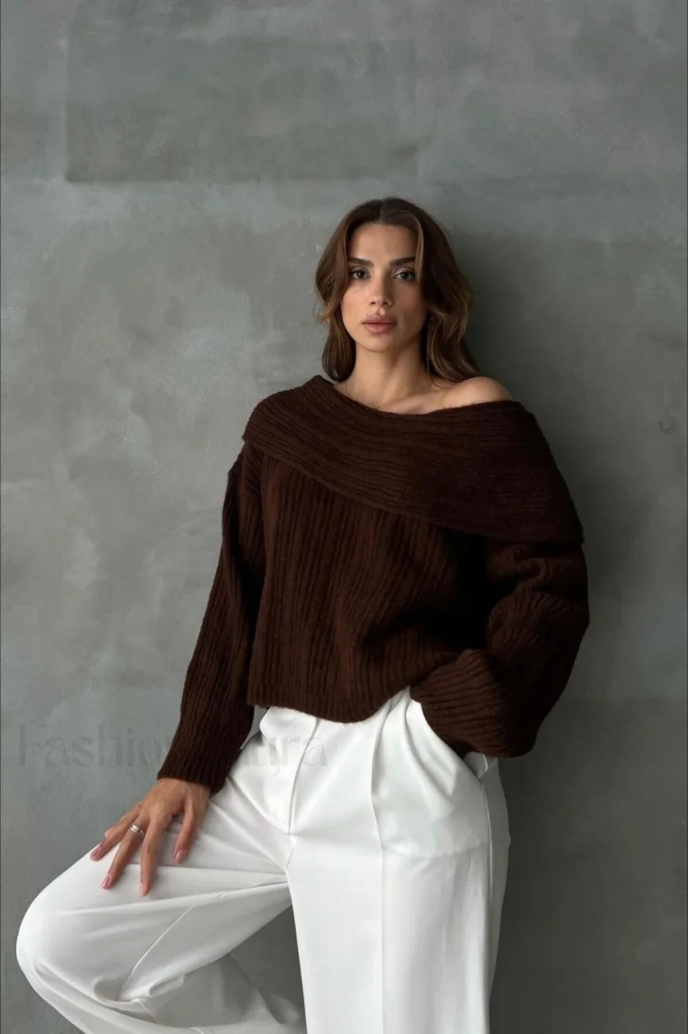 Lazy Chic Off-Shoulder Knit Sweater - Image 12