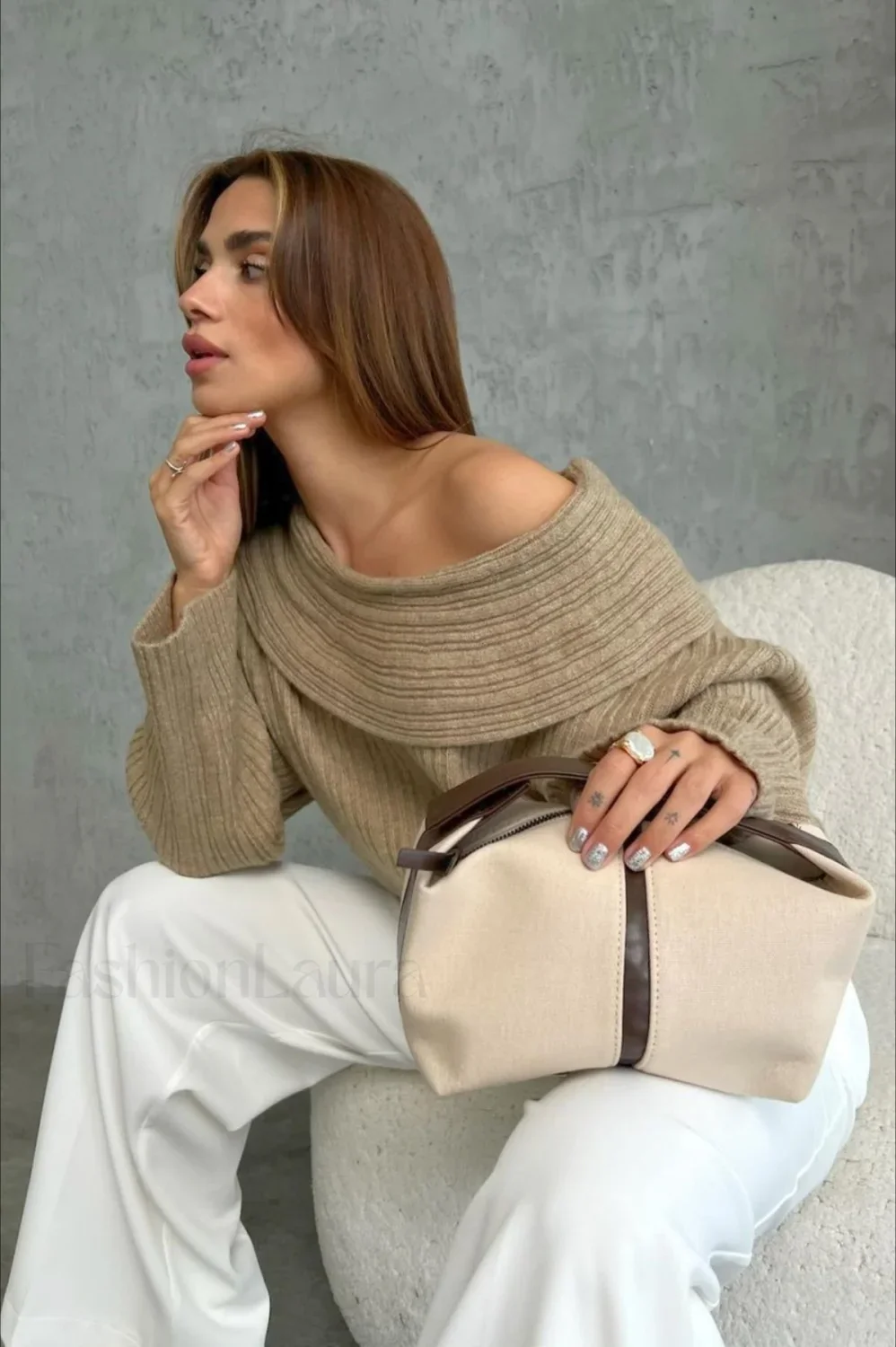 Lazy Chic Off-Shoulder Knit Sweater - Image 14