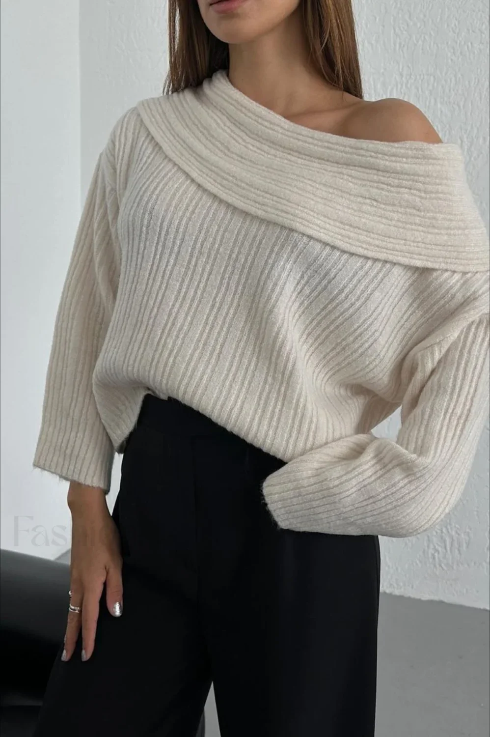 Lazy Chic Off-Shoulder Knit Sweater - Image 19