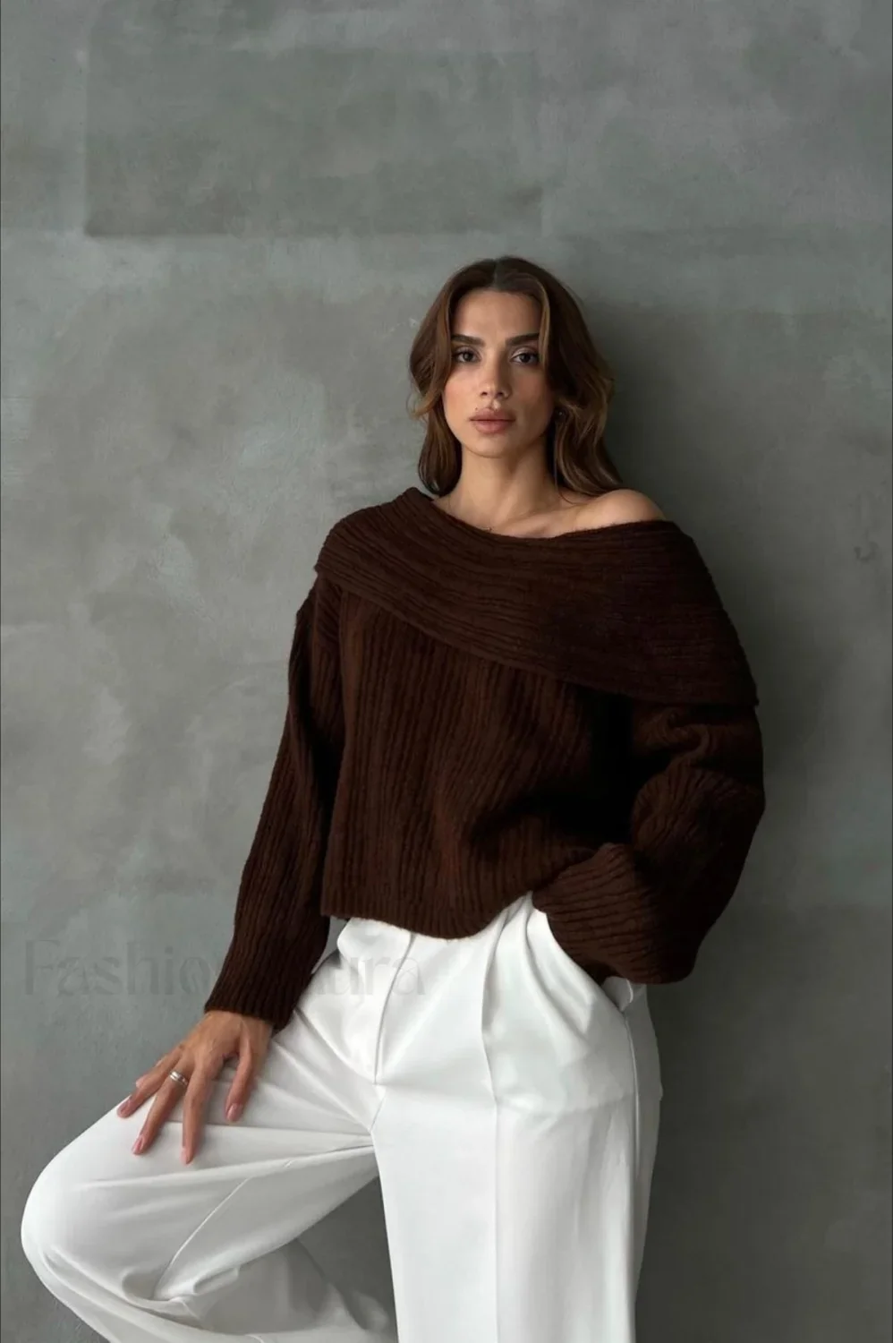 Lazy Chic Off-Shoulder Knit Sweater - Image 23