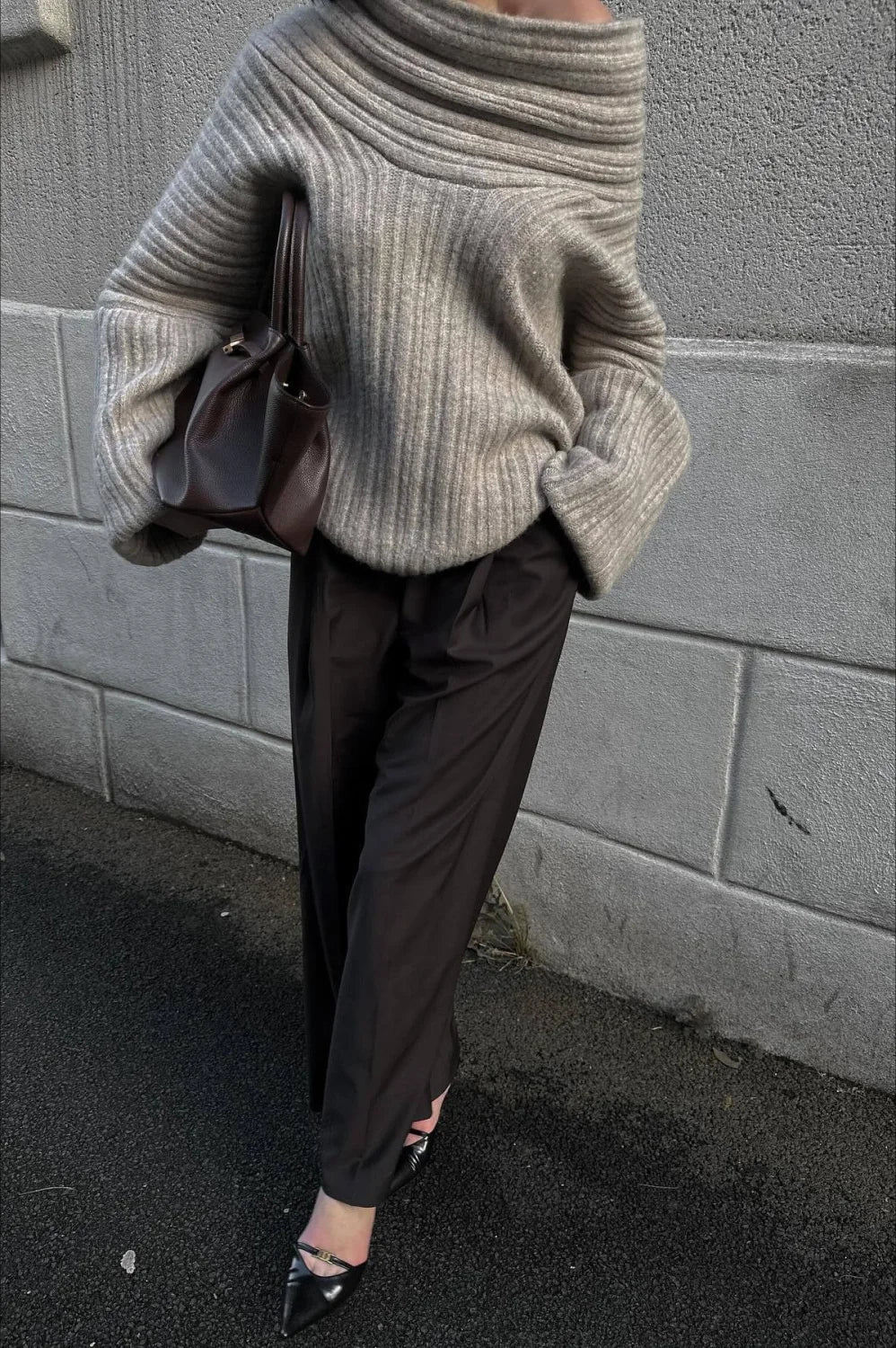 Lazy Chic Off-Shoulder Knit Sweater - Image 32