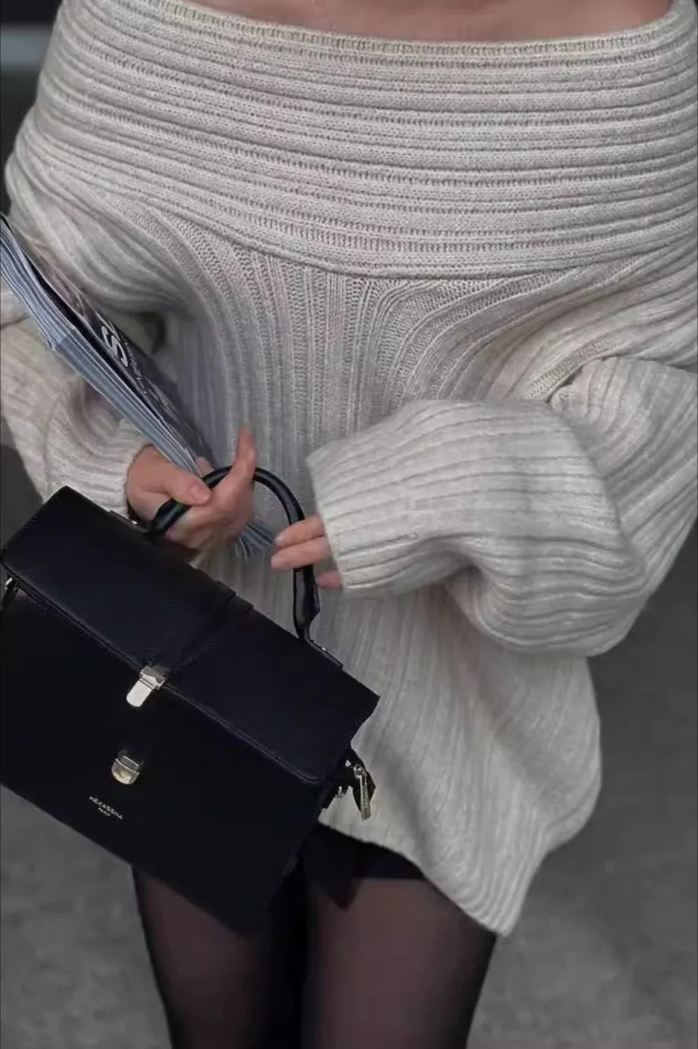 Lazy Chic Off-Shoulder Knit Sweater - Image 33