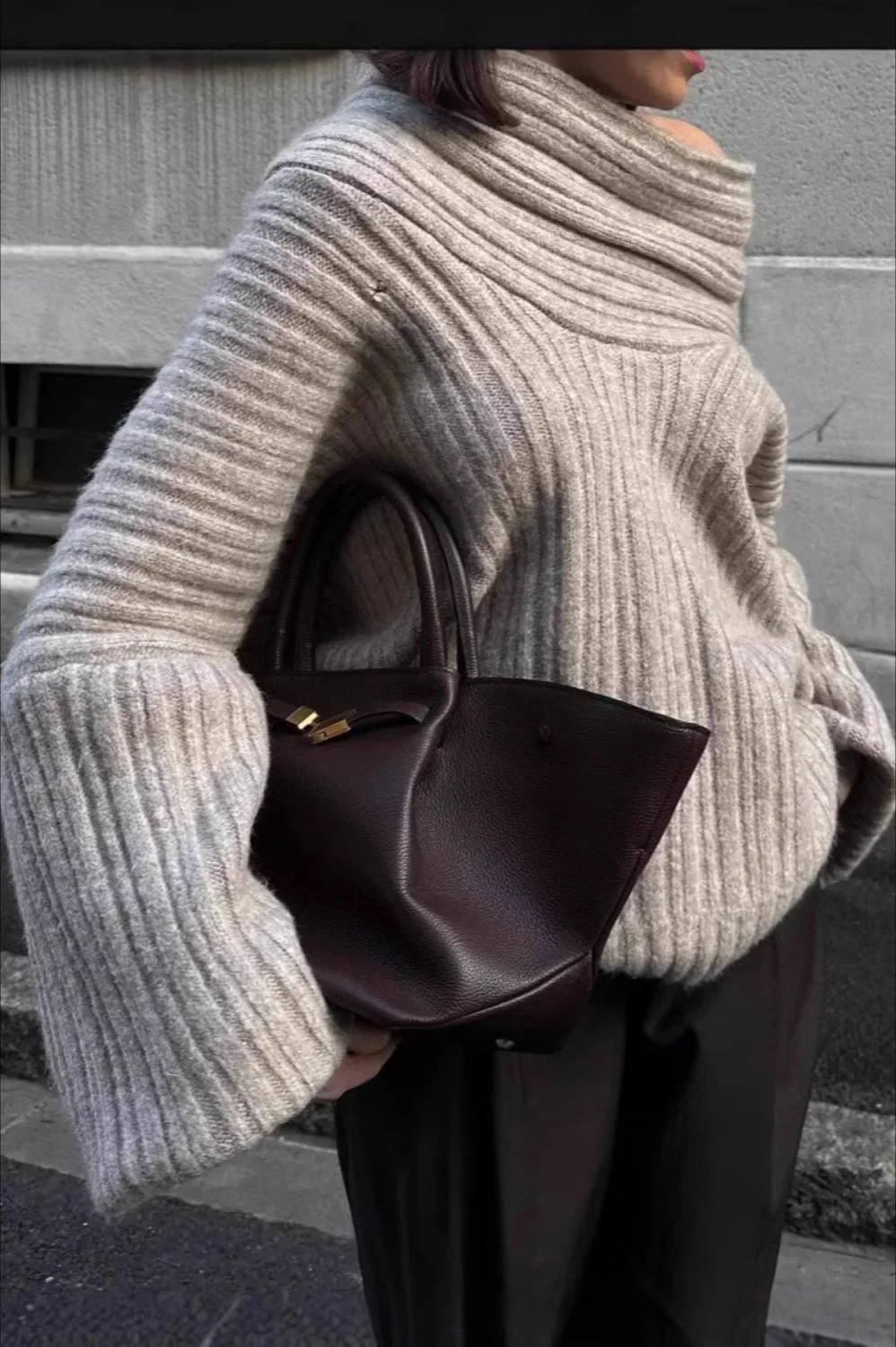 Lazy Chic Off-Shoulder Knit Sweater - Image 34