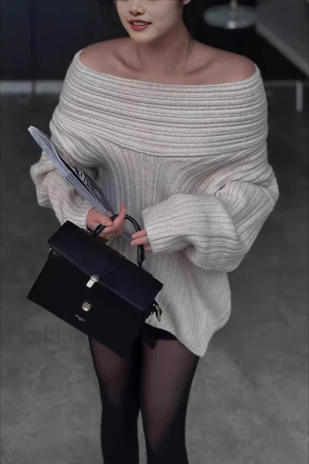 Lazy Chic Off-Shoulder Knit Sweater - Image 4