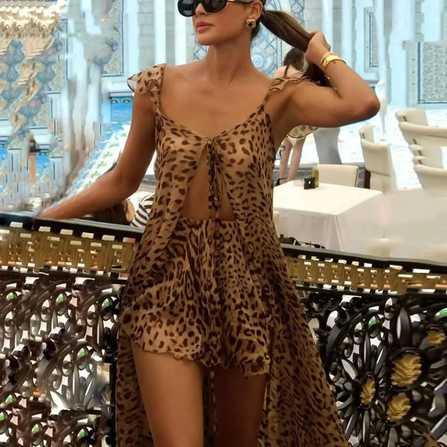 Leopard Chiffon Two-piece Cover Up - Image 4