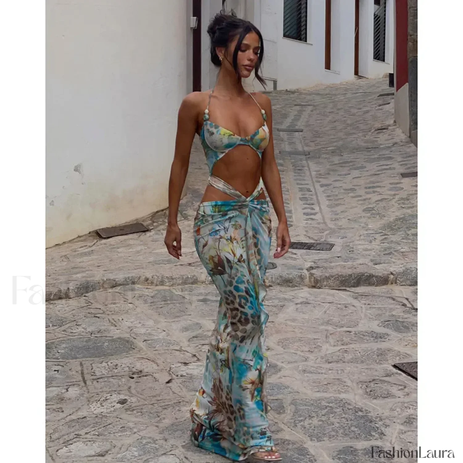 Leopard Deep V-Neck Floral Dress - Image 16
