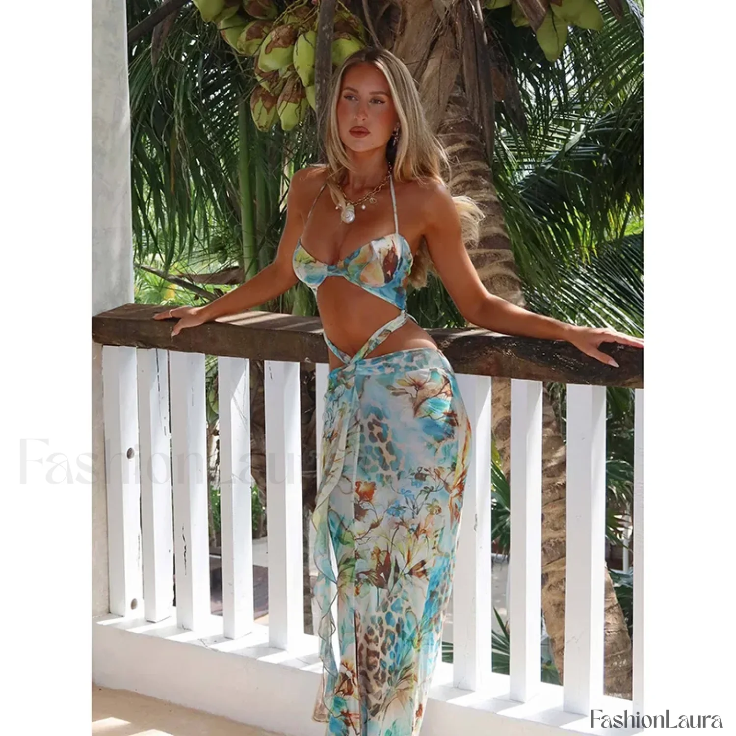 Leopard Deep V-Neck Floral Dress - Image 18