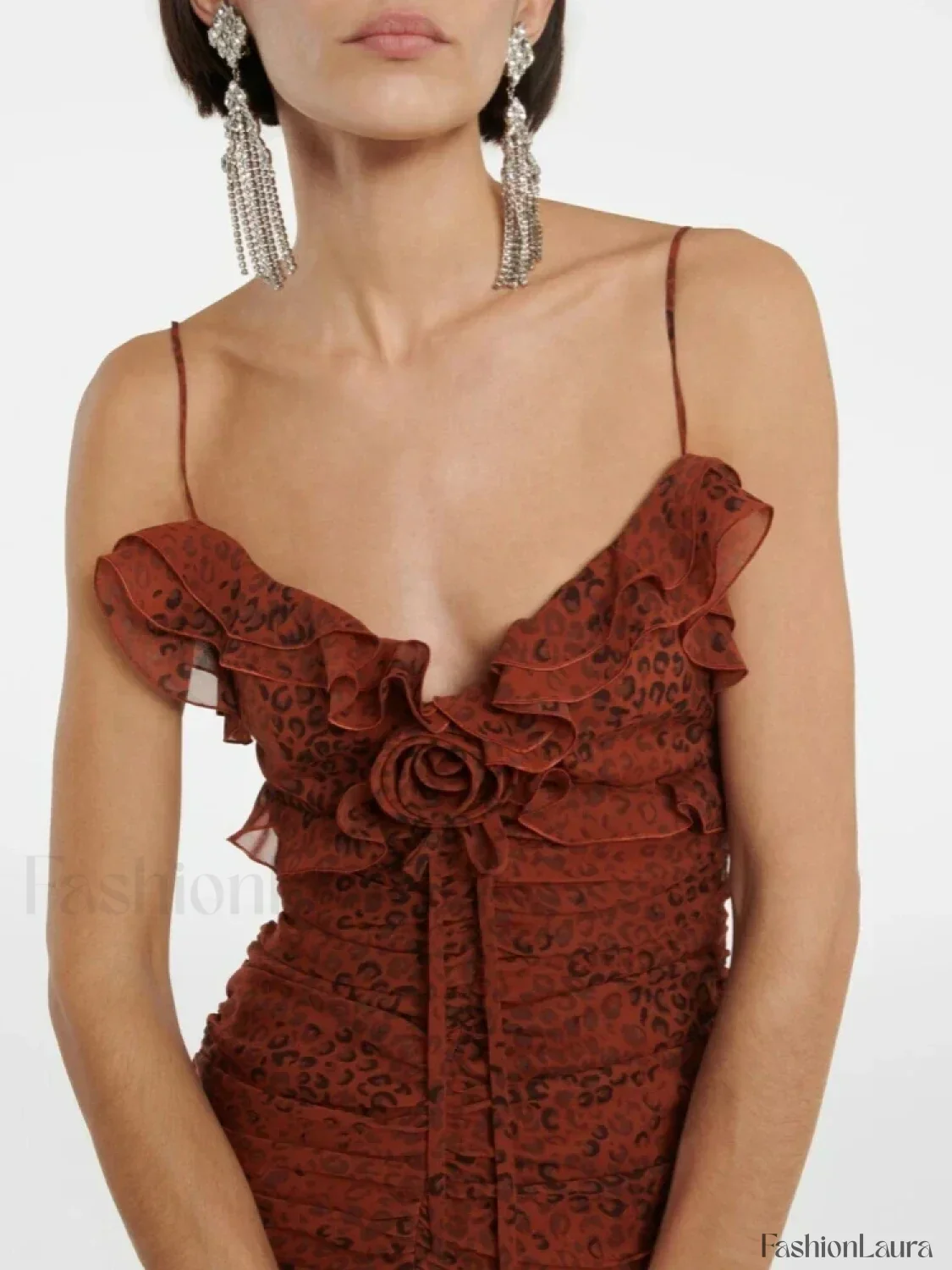 Leopard Flower Ruffle Maxi Dress - Image 8