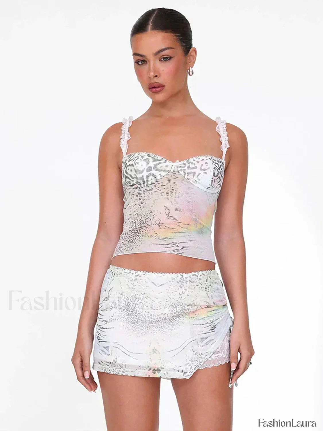 Leopard Ruffle Ribbon Skirt Two Piece Set - Image 9