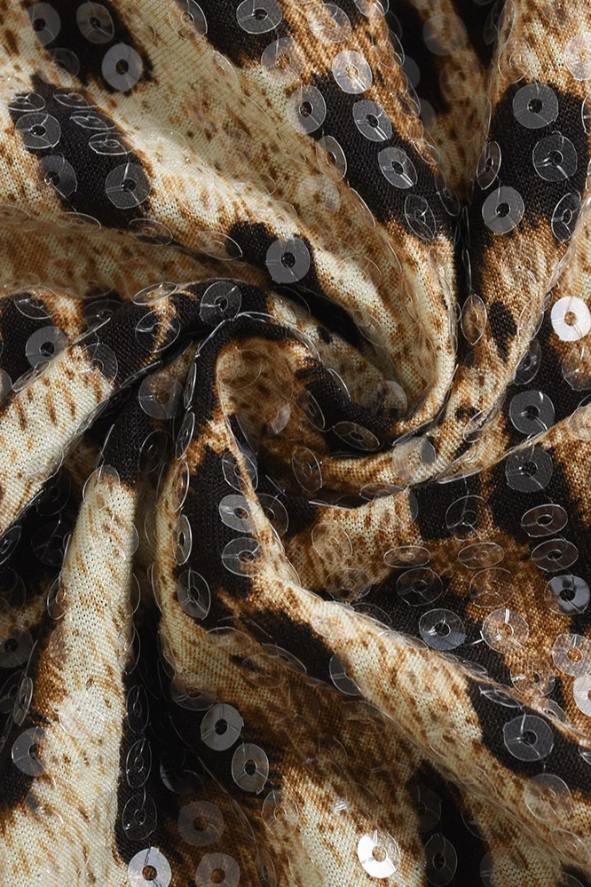 Leopard Sequin Crop Tank Top - Image 7