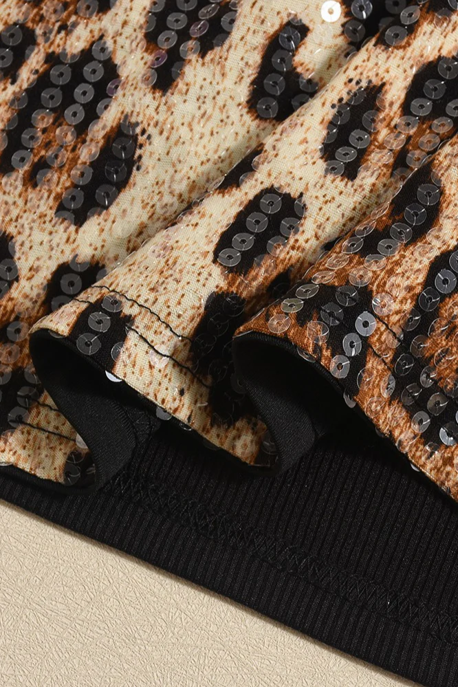 Leopard Sequin Crop Tank Top - Image 8