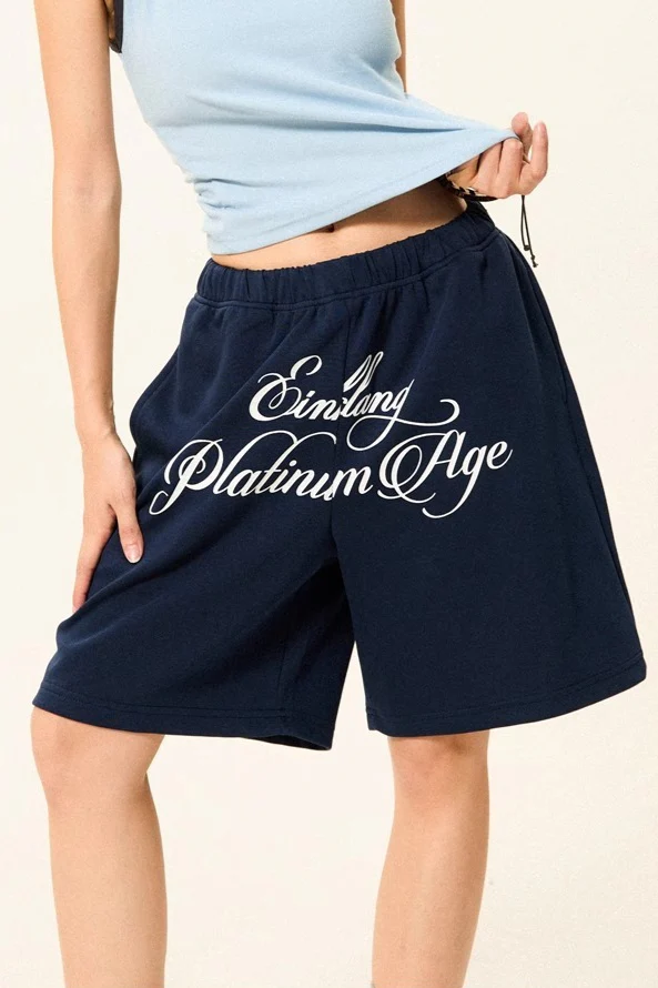 Letter Print Loose Fit Casual Shorts
