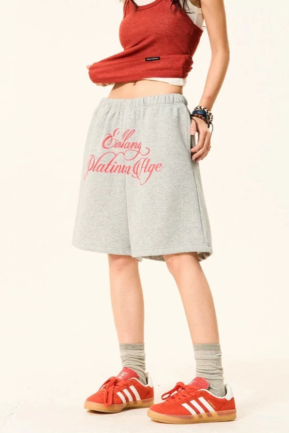 Letter Print Loose Fit Casual Shorts - Image 10