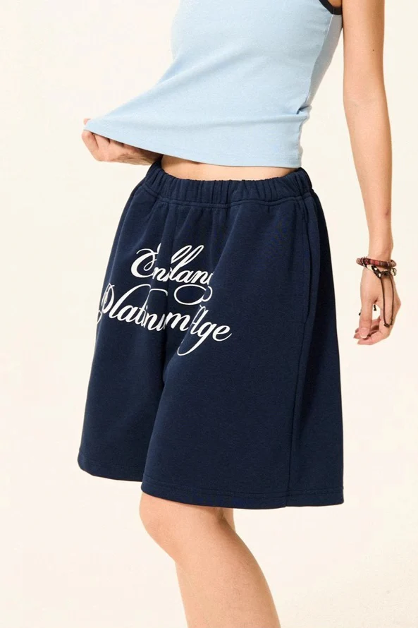 Letter Print Loose Fit Casual Shorts - Image 2