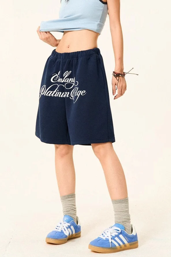 Letter Print Loose Fit Casual Shorts - Image 4