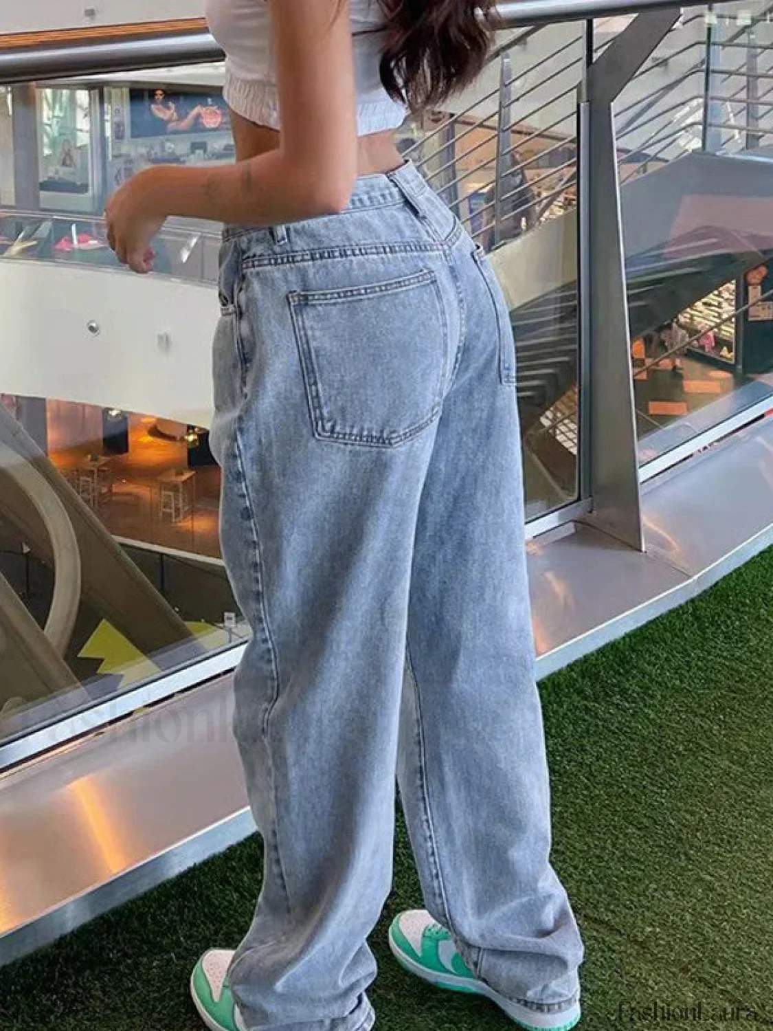 Light Wash Denim Boyfriend Jeans - Image 56