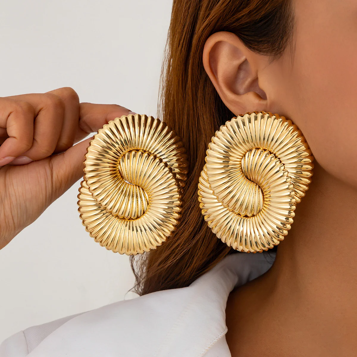 Liquid Irregular Ruched Flower Earrings - Image 8