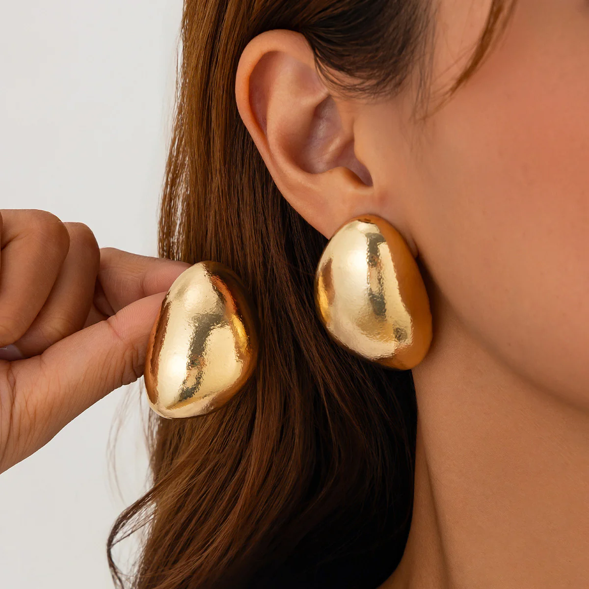 Liquid Irregular Ruched Round Earrings - Image 3