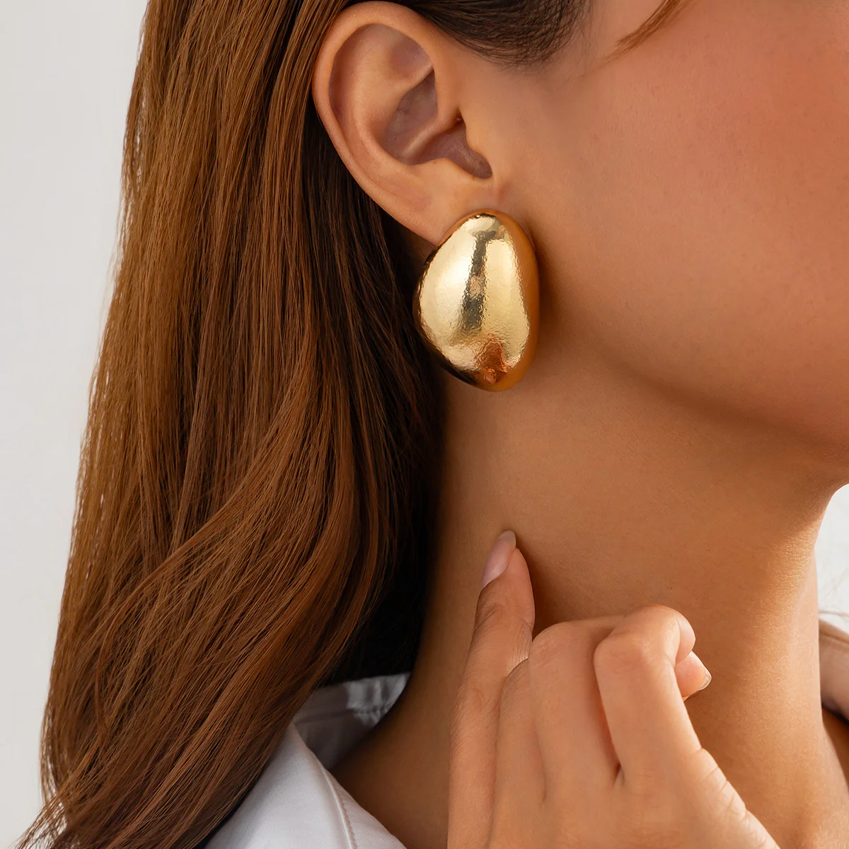 Liquid Irregular Ruched Round Earrings - Image 4
