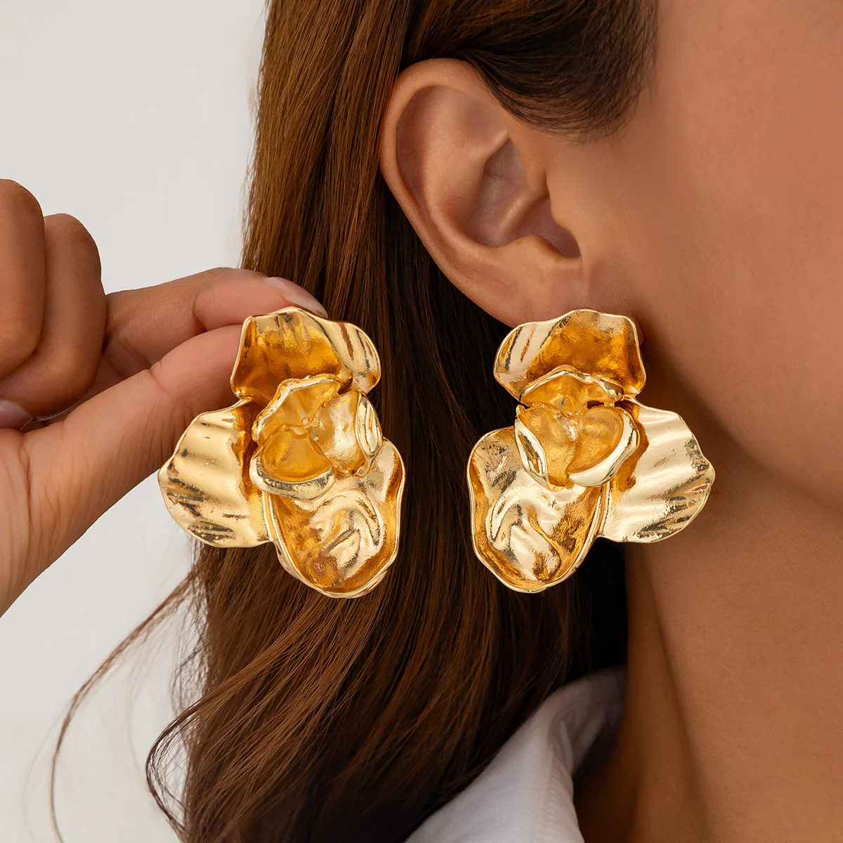 Liquid Irregular Ruched Round Earrings - Image 7