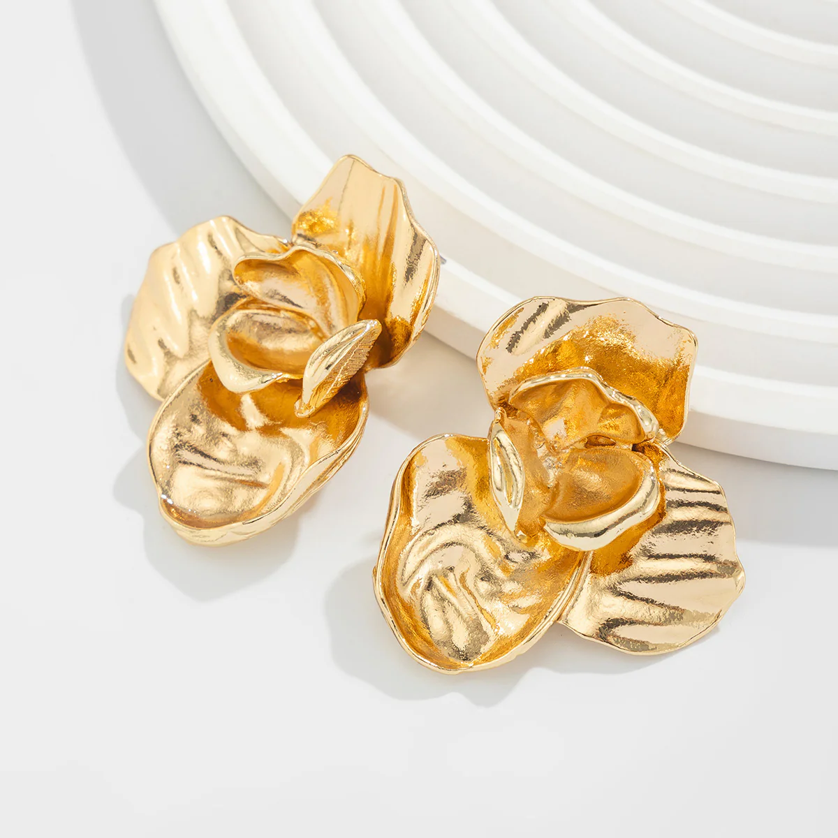 Liquid Irregular Ruched Round Earrings - Image 8