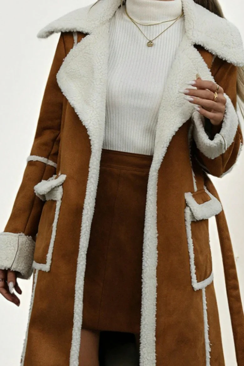 Long Shearling Lined Plush Overcoat - Image 6