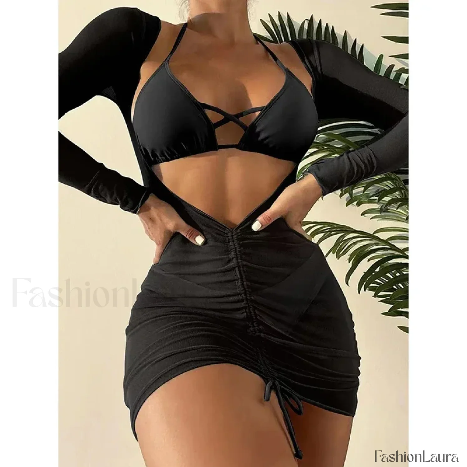 Long Sleeve Drawstring Three Piece Set - Image 25