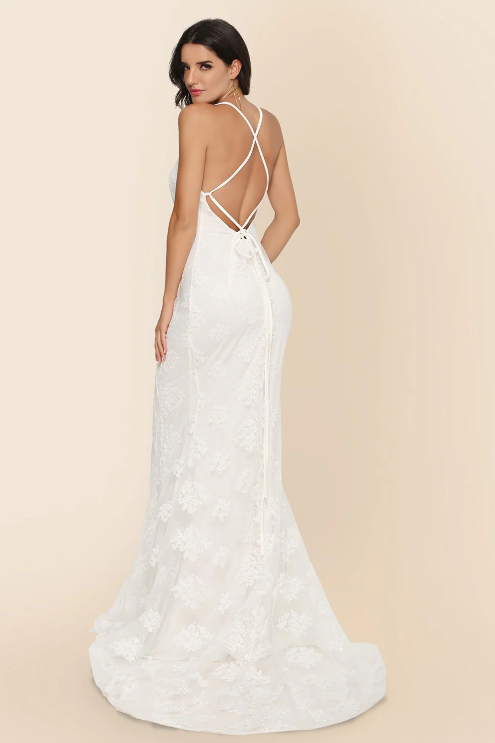 Long Sleeveless Cathedral Train Formal Dress - Image 5