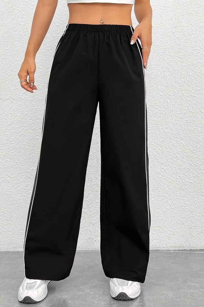 Loose Black Sport Knit Pants - Image 2