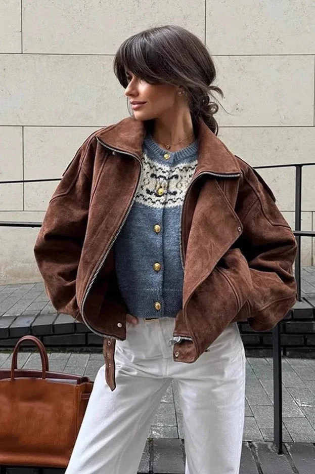 Loose Fit Brown Casual Jacket - Image 2