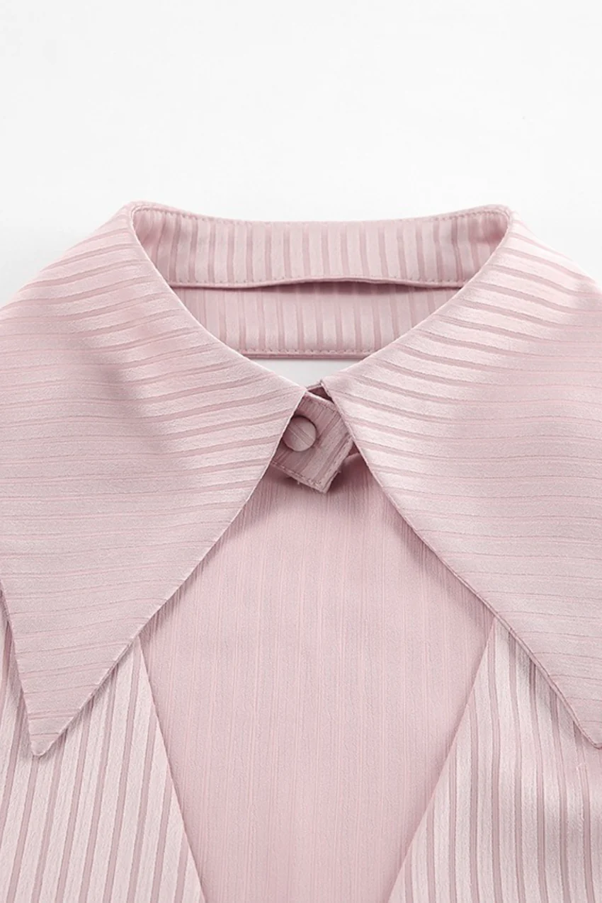 Loose Fit Long Sleeve Casual Detachable Collar Blouse - Image 6