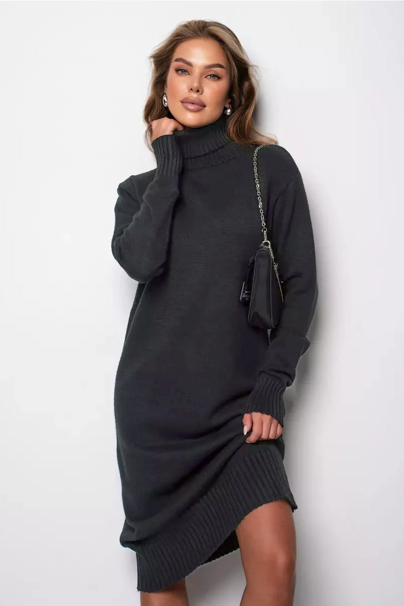 Loose Turtleneck Sweater Dress - Image 13