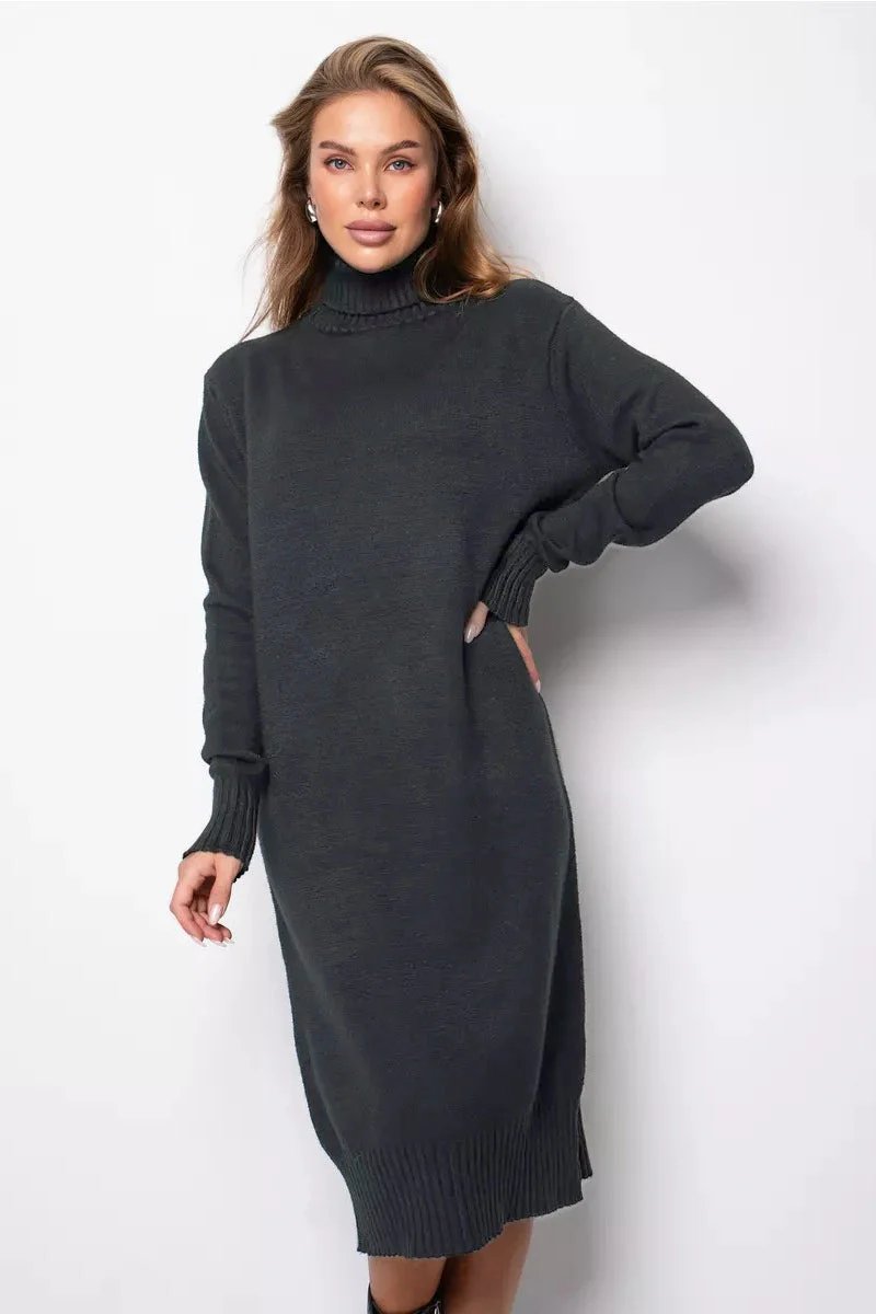 Loose Turtleneck Sweater Dress - Image 14