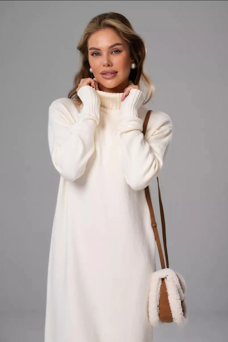 Loose Turtleneck Sweater Dress - Image 2