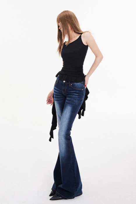 Low Waist Long Flare Jeans - Image 4