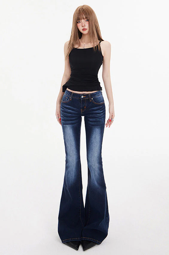 Low Waist Long Flare Jeans - Image 6