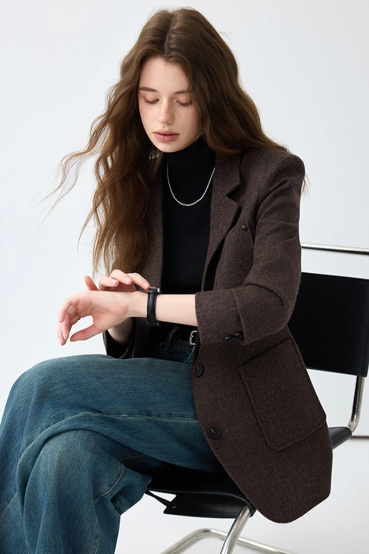 Maillard Brown Wool Blazer - Image 6
