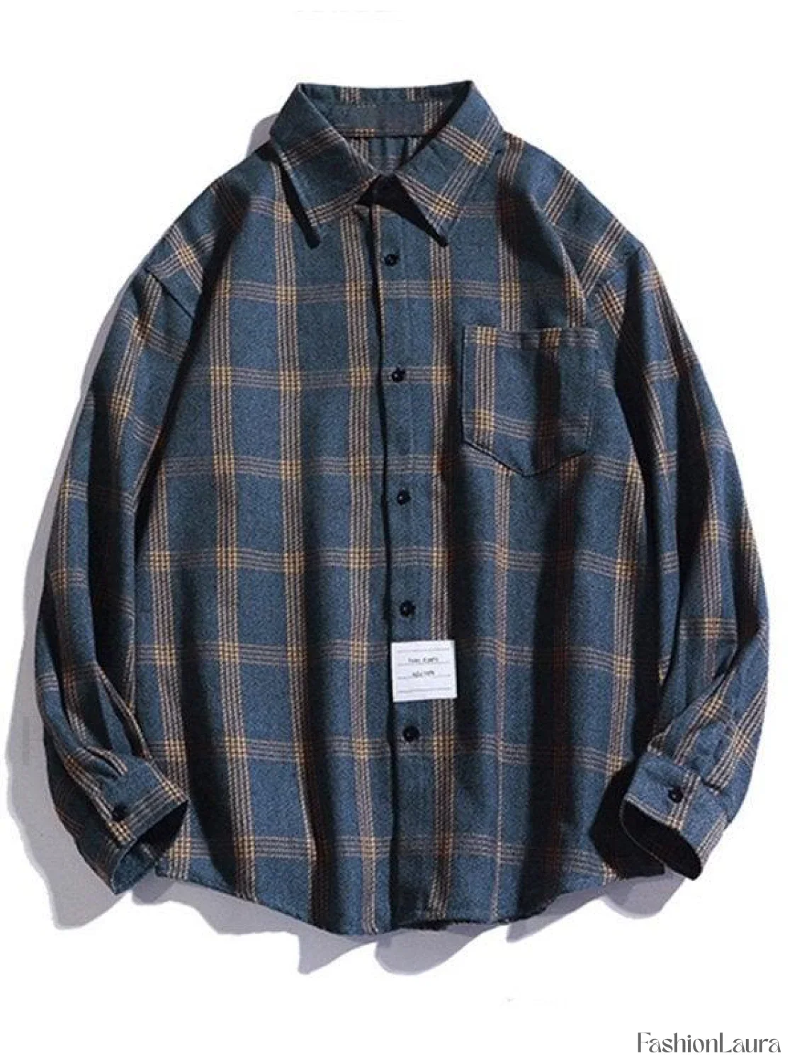 Men's Checkered Long Sleeve Button Shirt - Image 7
